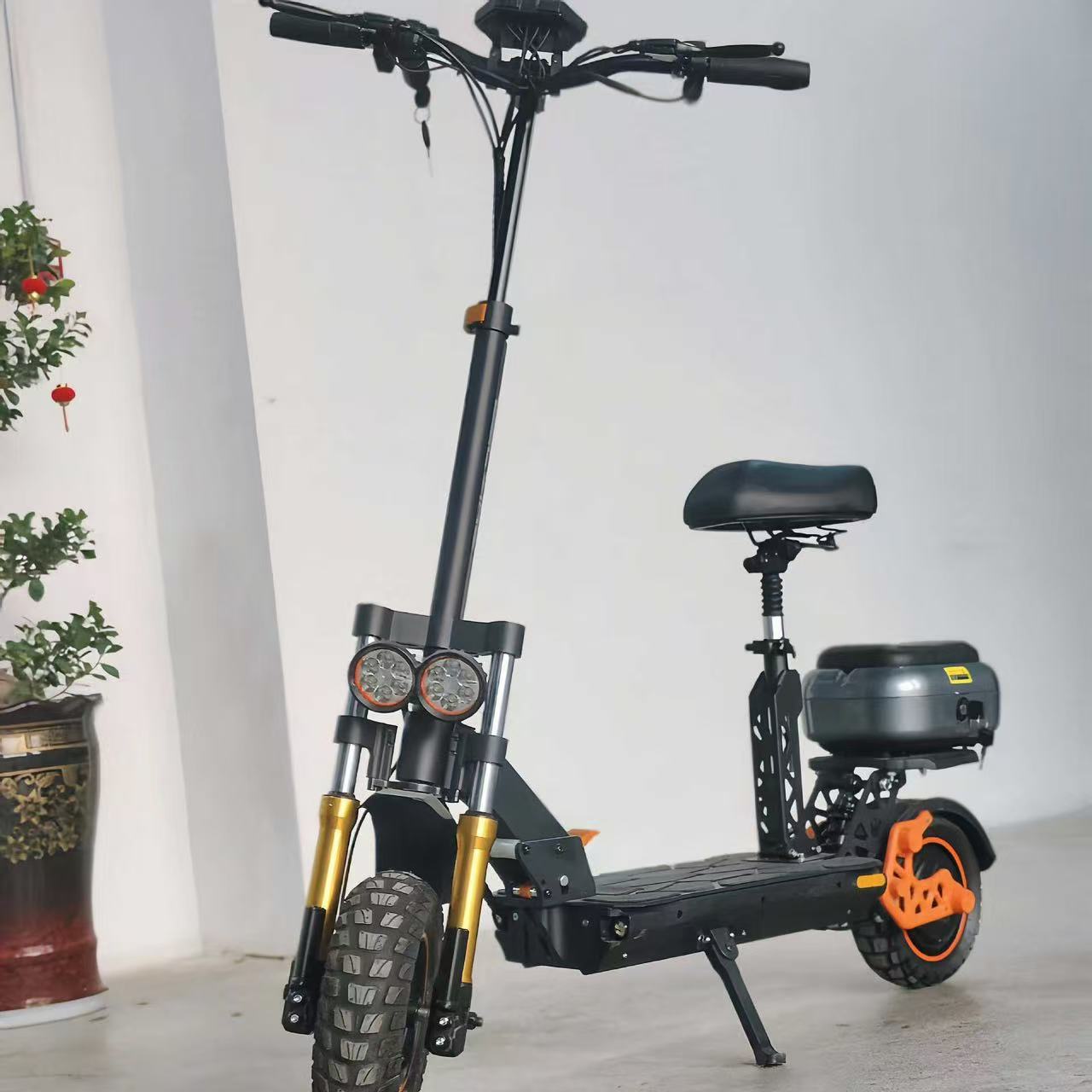Cross-Border Two-Wheeled Electric Lithium Battery Folding Scooter with Long Range, 11inch Off-Road Tires, High-Power Adult Scooter