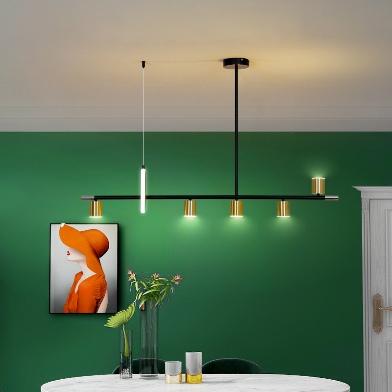 Nordic Fashion Internet Celebrity Restaurant Strip Lamp Ceiling6 Creative Dining Room Lamp Dining Bar Chandelier Modern Simple Dining Pendant