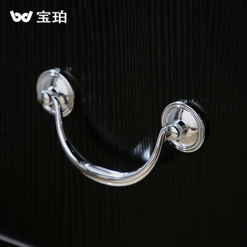 法式銀色貝殼黃銅抽屜拉手現代簡約高檔奶油風極簡櫥櫃衣櫃門把手