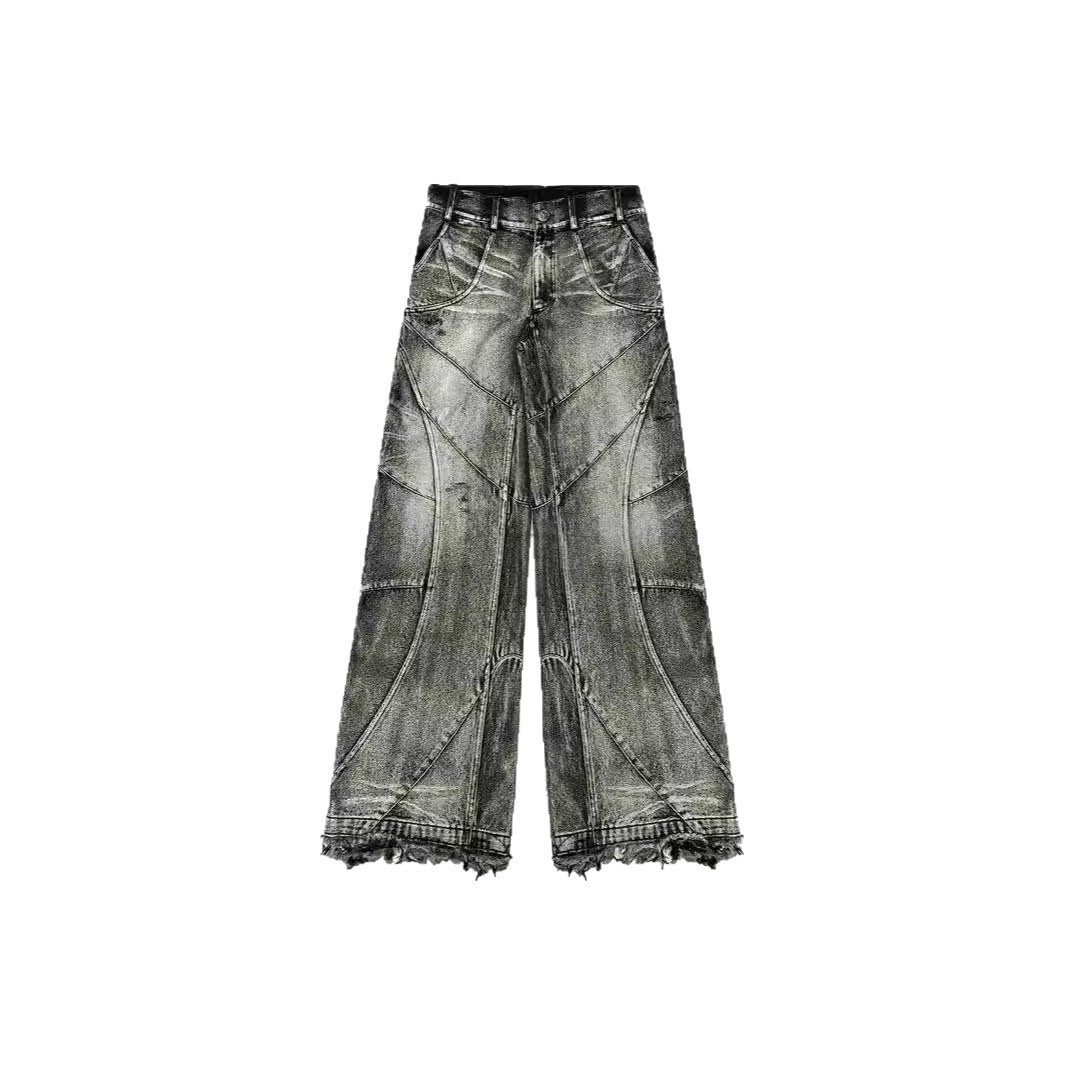 Gothic High-Waist Wide-Leg Trousers For Men Dark Trendy Retro Washed Loose Long Pants For American Street Style_mkmklike.com