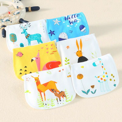秋冬新款婴幼儿隔汗巾儿童卡通纱布垫背巾婴幼儿园宝宝棉质吸汗巾