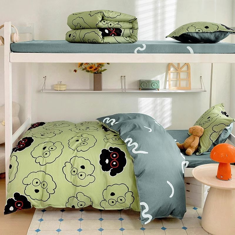 100 cama de dormitorio de estudiantes de algodón juego de ropa de cama de tres piezas funda de edredón 90x190 cama individual