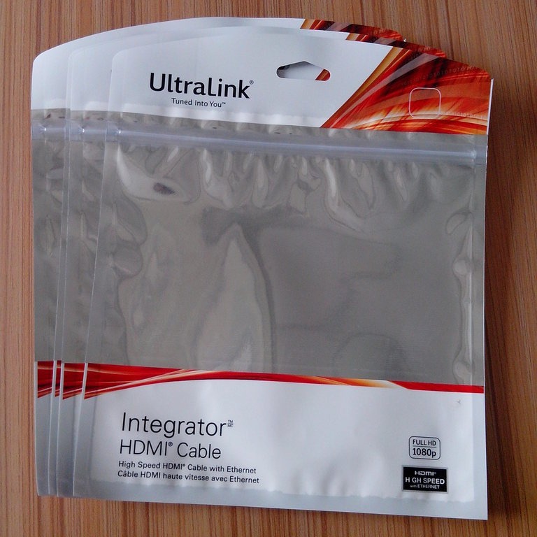 深圳工厂供应HDMI线材包装袋 VGA线材包装袋 阴阳铝箔袋