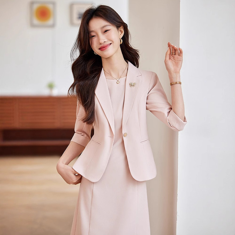 Mid-Sleeve Suit Jacket Women's Spring and Summer 2025 New Style Small High-Level dress Suit suit Two-Piece Suit