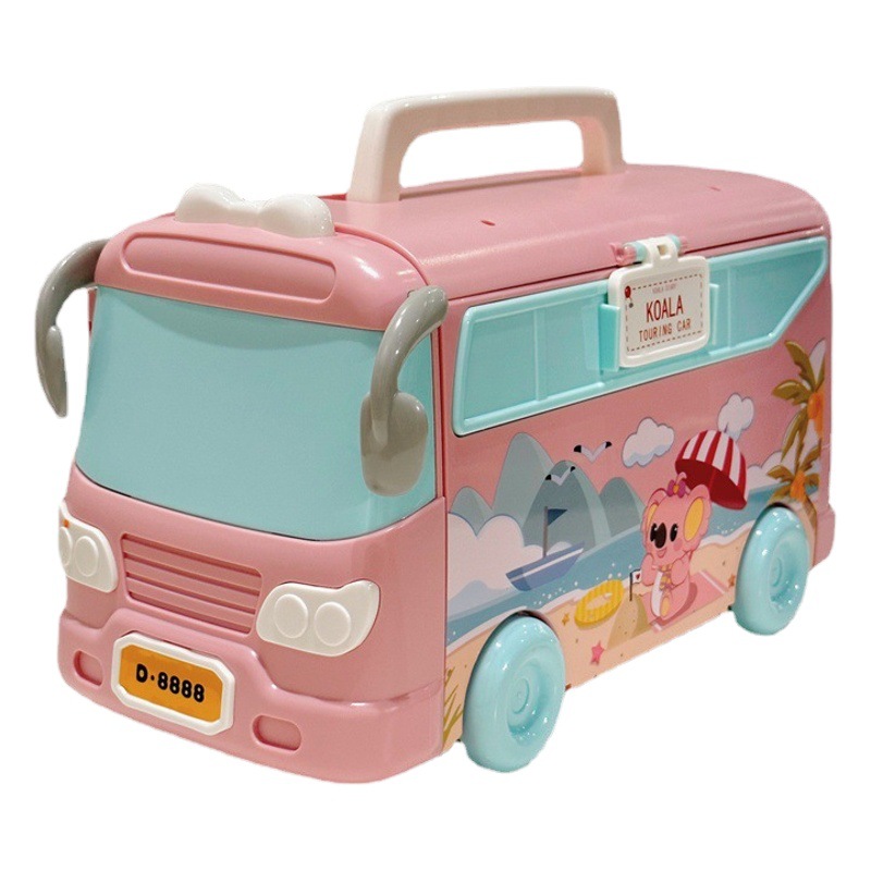 Casa de muñecas transformable en autocaravana, juguete de almacenamiento de juguetes con diseño de autobús de diario de koala, regalo para niños y niñas.