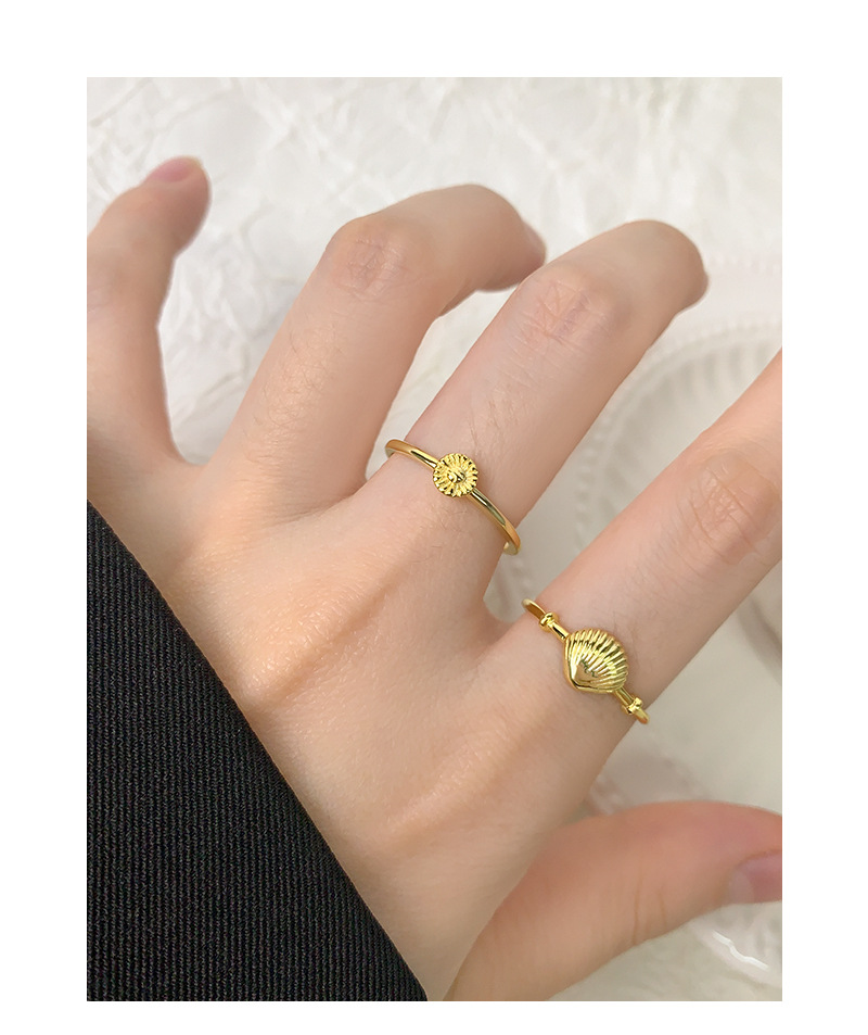 5g Weight Open Rings Classification 1 Piece Quantity Holiday, Travel, Daily Occasion 925 Sterling Silver Material Shell Pattern Women's Gender Plating Design Casual, Simple Style, Streetwear Style 925 Sterling Silver Shell Open Rings 3