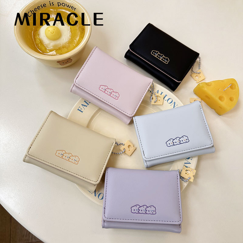 [Galleta de queso] manruike titular de la tarjeta de las mujeres lindas creativo corto tríptico Monedero billetera mujeres