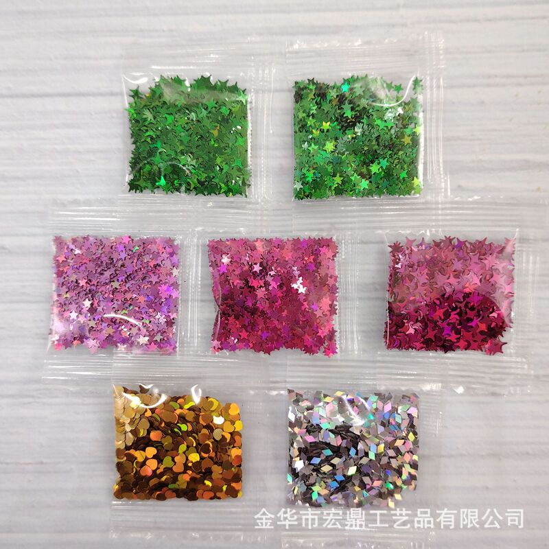Cross-Border Export Manufacturers Directly Supply Ultra-Thin Pet Environmentally Friendly Sequins, Five-Pointed Stars, Rhombus Four-Pointed Stars, Special-Shaped Sequins Wholesale