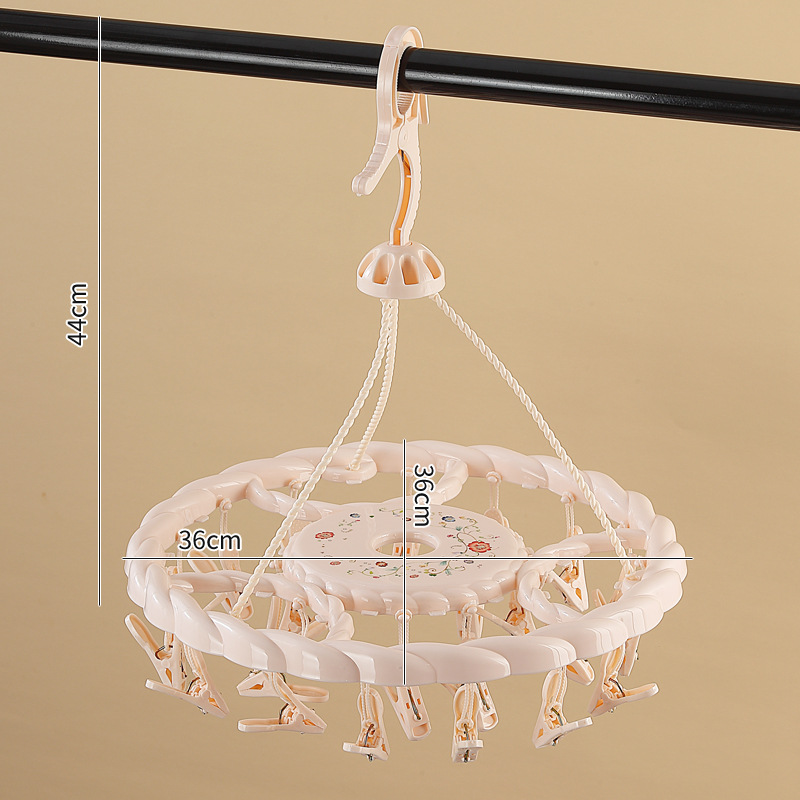 핑크 타원형 회전 [24 클립] 건조 랙
