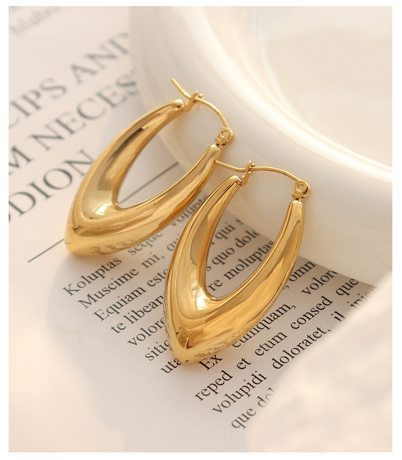 Fashion U-shaped irregular shape titanium steel earrings female