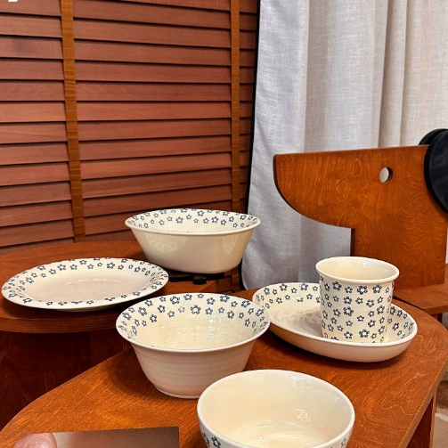 Новый стиль с высокой значением ins минималистский синий цвет серии ручной держание чашки эллиптический диск рисовая чаша салатница миска десерт миска