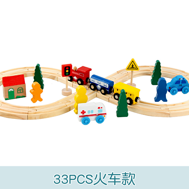 Pista de madera coche traje con 88 unidades de Tren Eléctrico traje pista de madera niños y niñas inteligencia Juguetes