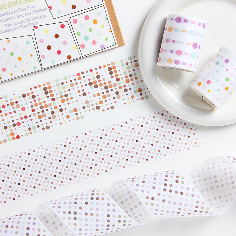 Caída colorido cuando Yun y papel conjunto de cinta adhesiva color Morandi cinta adhesiva punto de onda transfronteriza pequeña pegatina de punto