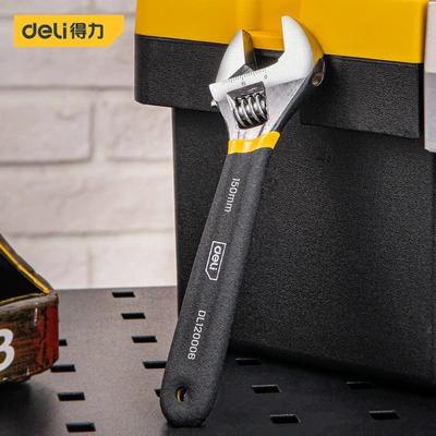 Deli 8-inch rubber-coated live wrench with plastic household multifunctional Adjustable Wrench Maintenance live wrench DL120006/10 (Mühərrik tənzimləmə alətləri) - dl120006-6-inch-maximum-22mm