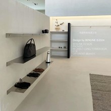 服装店层板鞋架韩系装修风格壁挂式实心陈列架不锈钢鞋子包展示架
