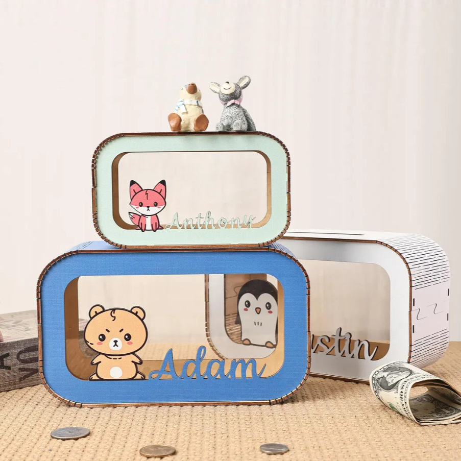 Cashbox con contador de madera para almacenar en el tanque de almacenamiento de niños para decoraciones en la sala de estar