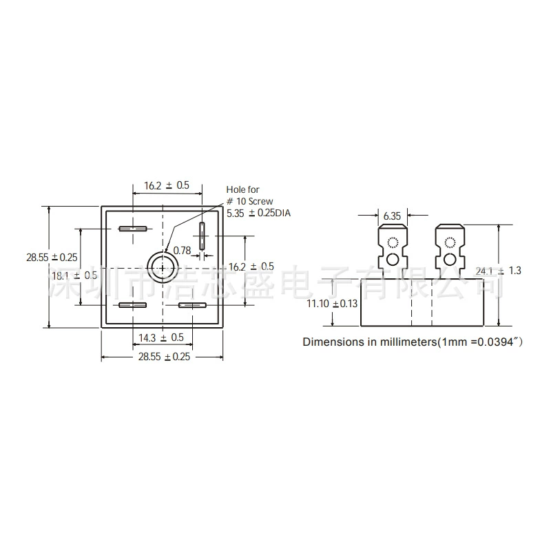 Factory direct sales KBPC5010 large chip copper flat feet 50A1000V single-phase bridge rectifier bridge stack suitable motor