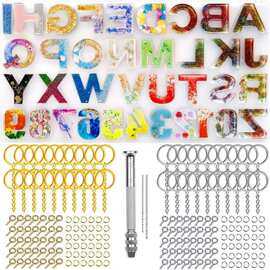 244件正反字母硅胶环氧树脂浇铸模具套装适用于DIY制作钥匙扣