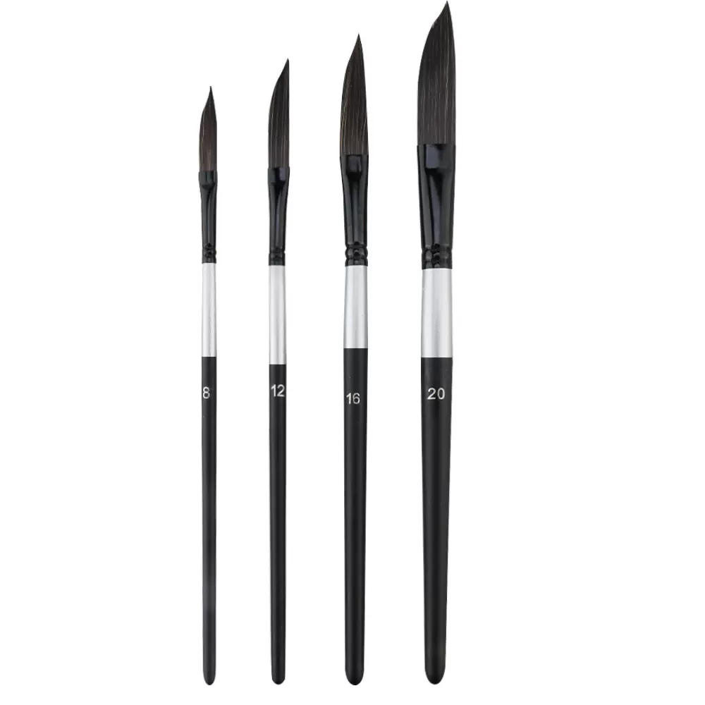 美术专业拉线刀锋画笔 木杆水粉笔套装全套刀型笔刷 绘画数字笔刷