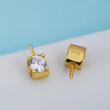 批发DIY饰品配件镶钻间隔扣手链扣头间隔片保色925银珍珠吊坠扣