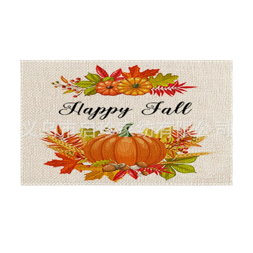 Amazon hot-selling cross-border Thanksgiving linen placemat autumn pumpkin placemat factory direct sales