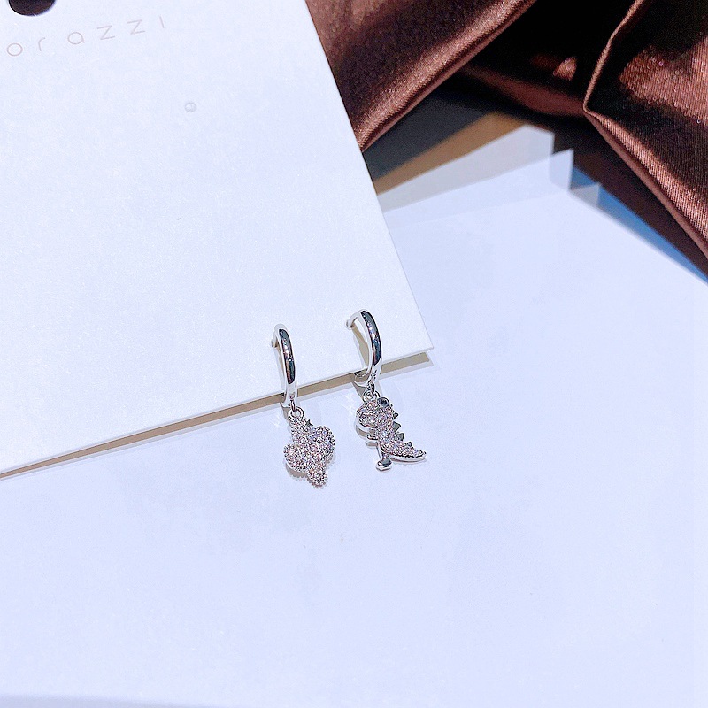 Creative Cute Asymmetric Cactus Dinosaur Zircon Inlaid Ear Clip Jewelry Wholesale