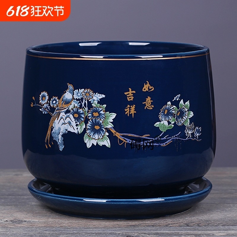 植木鉢セラミックトレイ付き大型家庭用屋内リビングルームポトスオーキッド植木鉢花栽培特別なポットクリアランス|undefined