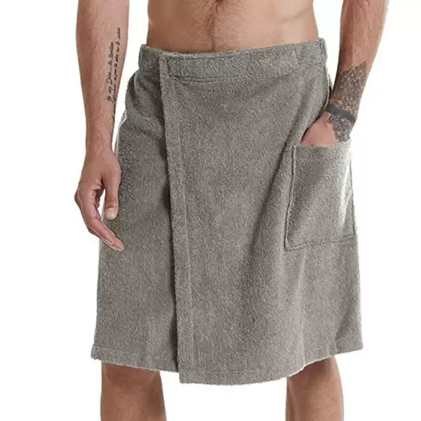 Men's Velcro Elastic Waist Terry Cloth Bath Towel Solid Color with Flap Pocket Pantss Simple and Elegant Shower Beach Towel Super Absorbent