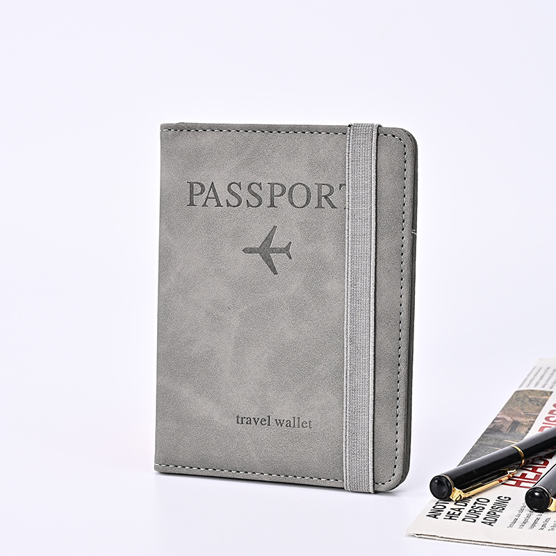 Cruzar la frontera de cuero de la PU nueva bolsa de pasaporte de viaje personalizado RFID Multi-función bolsa de almacenamiento de documentos simple en stock al por mayor