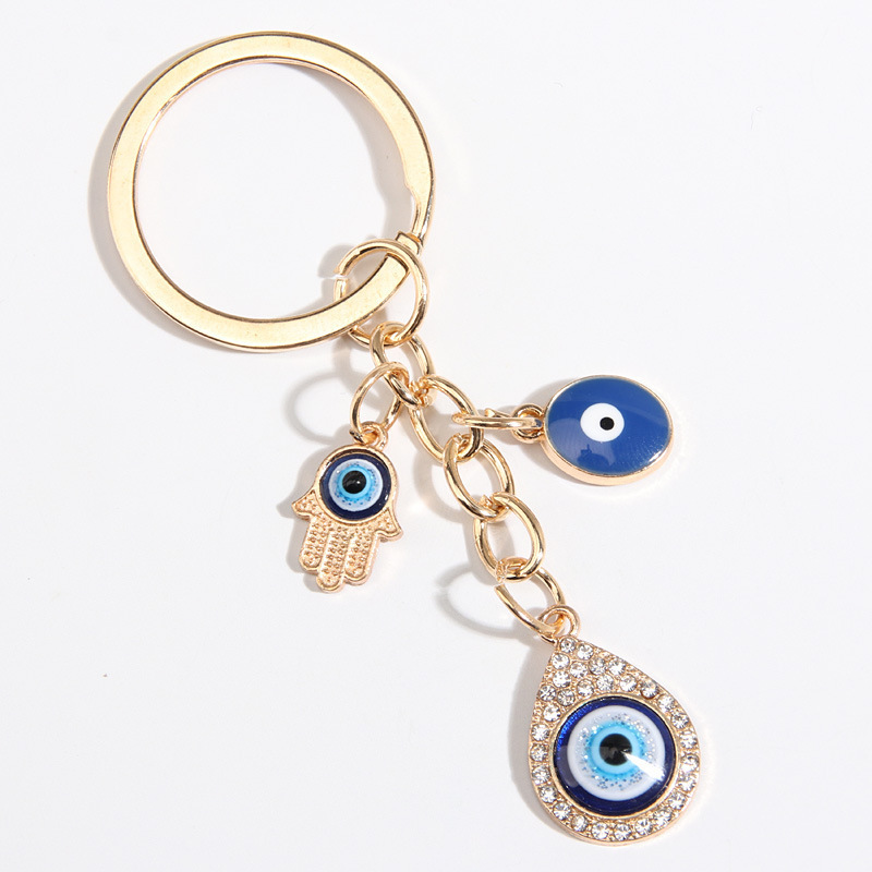 Cross-Border Hot Sale New Heart-Shaped Palm Water Drop Evil Eye Pendant Accessories Keychain Key Ring Manufacturer_voghion.com