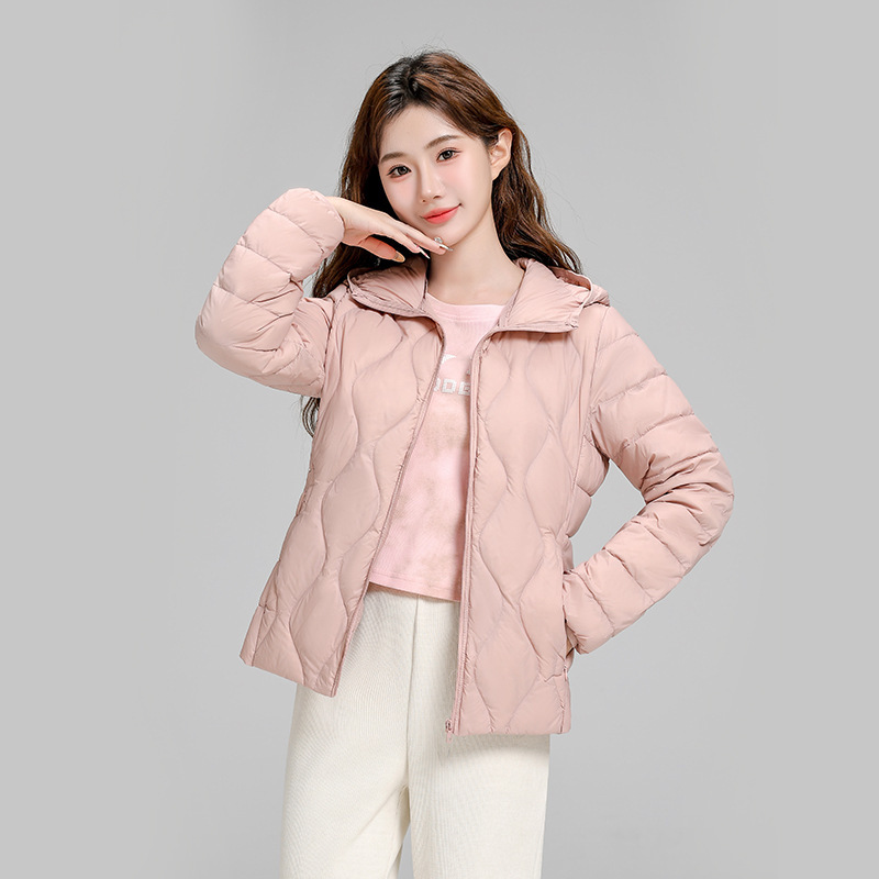 Chaqueta de plumón casual ligera de mujer moda polifacética blanca ligera caliente invierno y otoño abrigo delgado grande