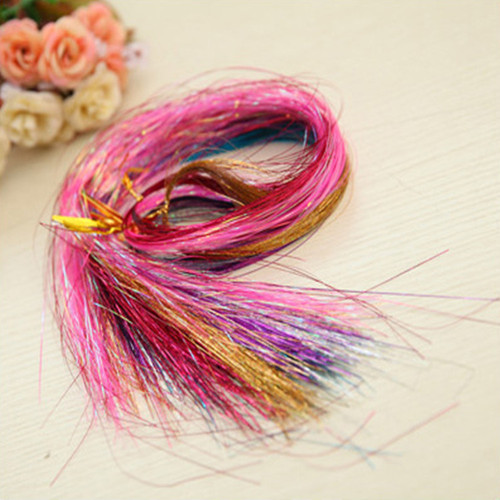 Shiny hair weft hair band wig rainbow gold and silver thread hair extension piece dazzling golden scallion colorful hair laser thread shiny strip