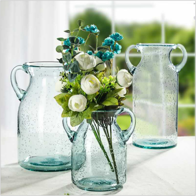 Factory straight hair creative simple modern binaural bubble vase glass vase home decoration Vase decoration