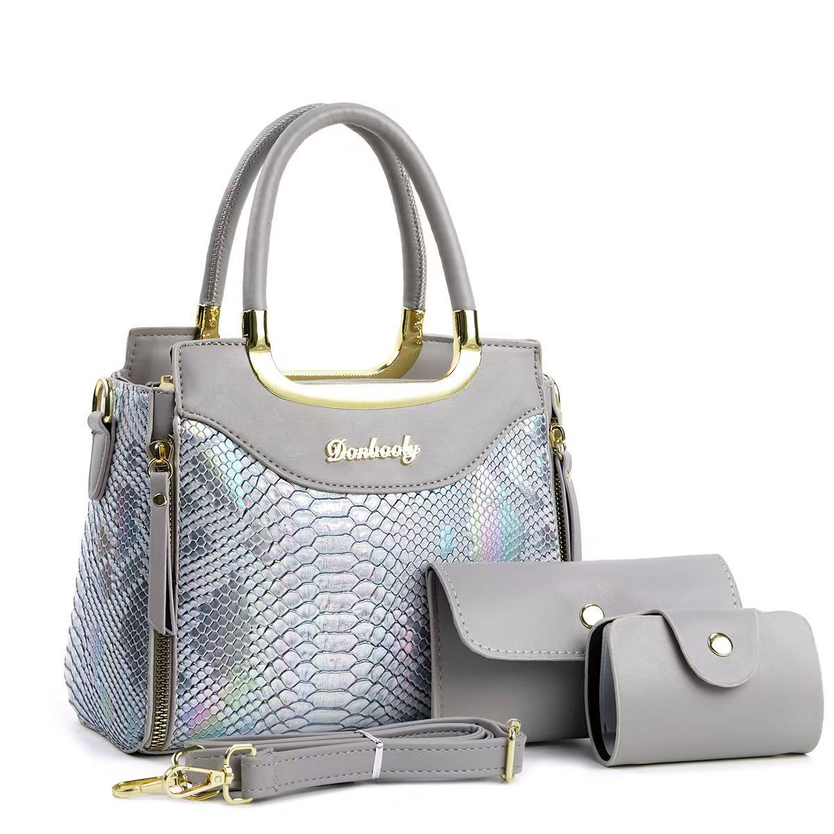 Bolsa de tres piezas, bolso de mano de temperamento casual, textura de cocodrilo, bolso de hombro, bolso de mochila universal, bolso de mano