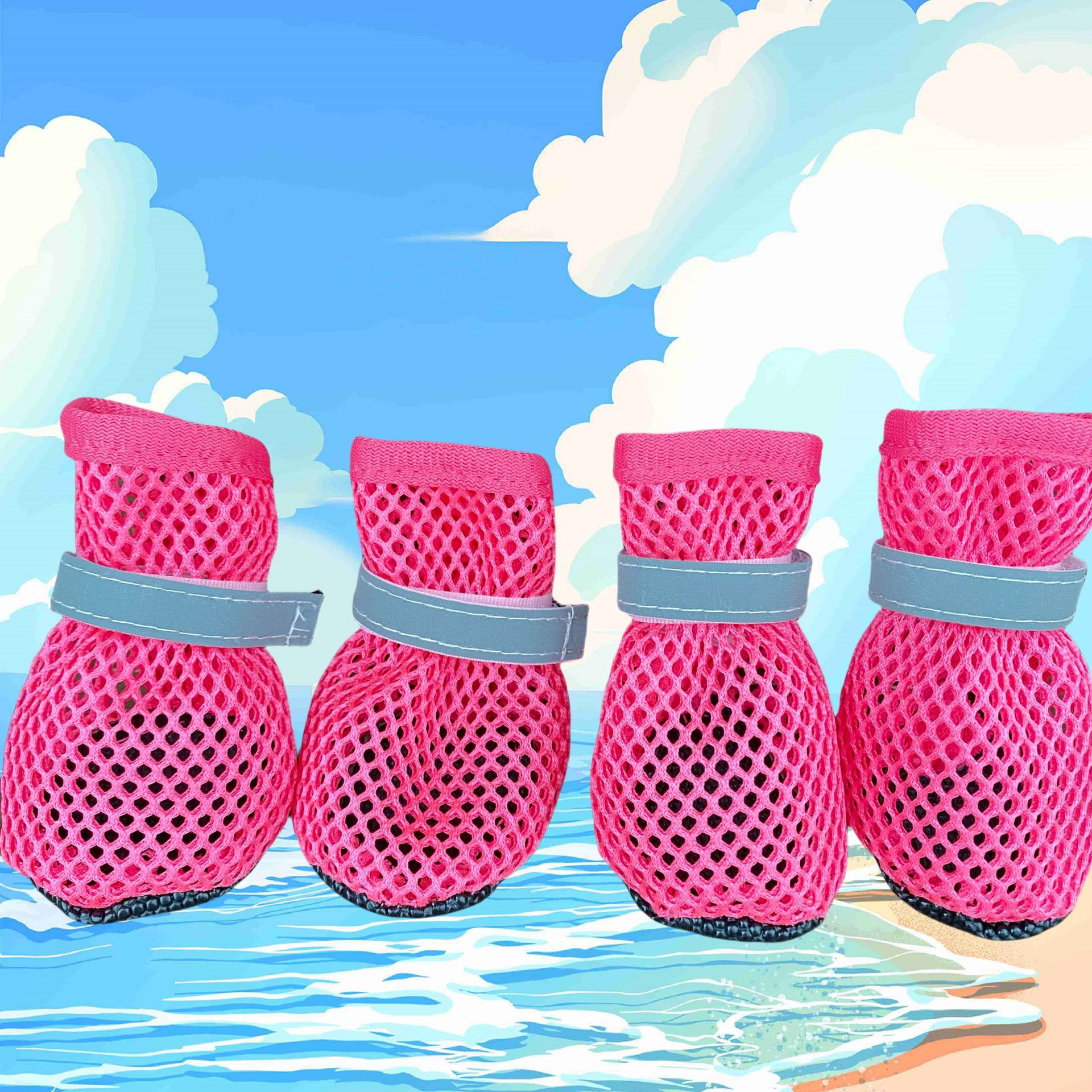 로즈 레드 메쉬 슈즈
