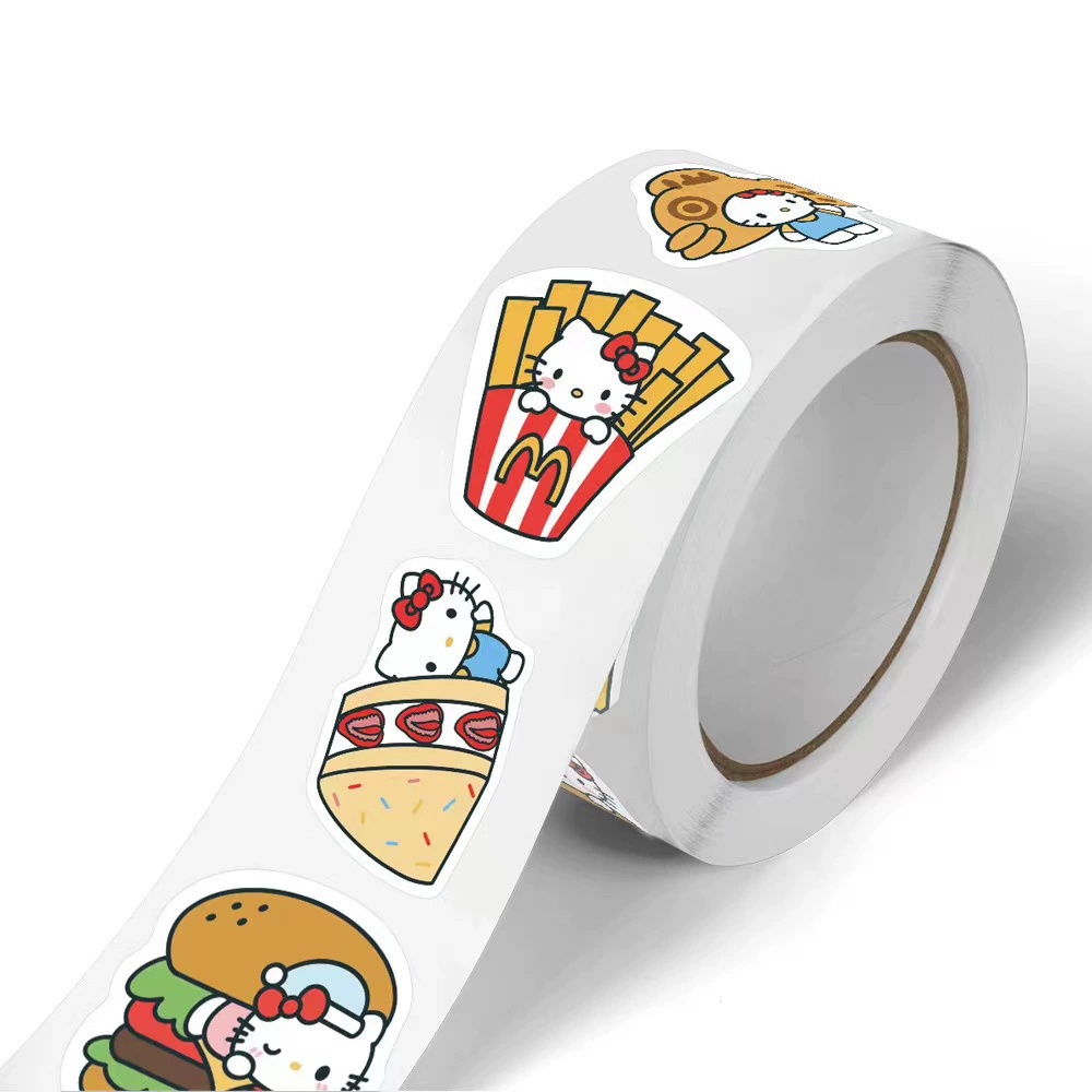 Sticker Roll (Hello Kitty) round cartoon stickers, assorted designs, birthday gift pack