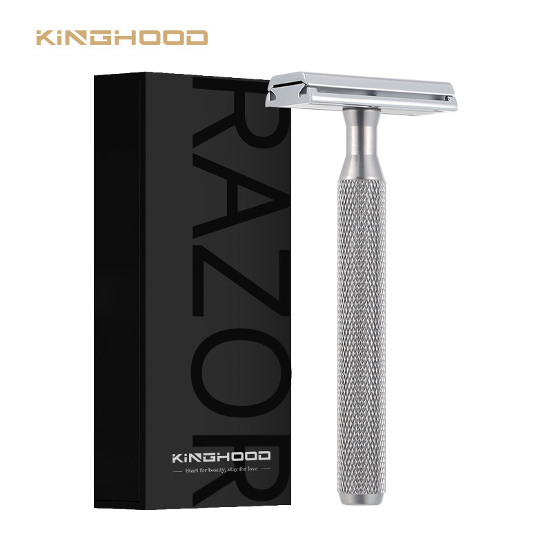 Aluminum alloy double-edged razor, comes with 5 replacement blades, 30 ° Angle razor standard double-sided blade