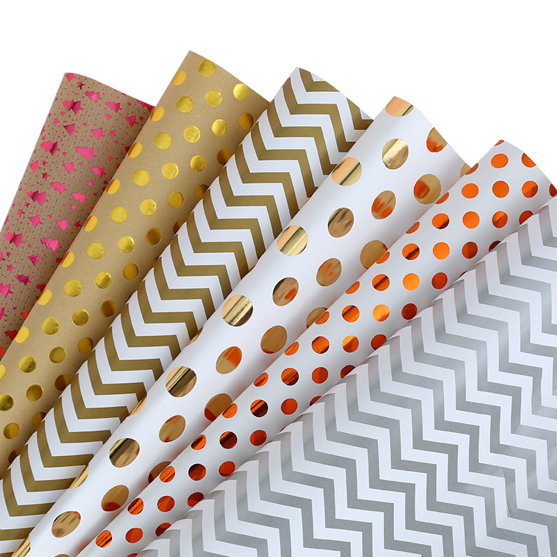 Papel de embalaje de gran tamaño a rayas impresión a doble cara papel de regalo de vacaciones Papel de regalo de cumpleaños de San Valentín al por mayor