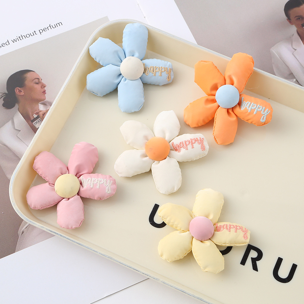 Macaron Color Flower Accessories DIY Fabric Cute Five-petal Flower Brooch Children's Bag Headwear Accessories