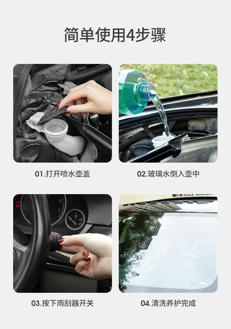 Leibon Car Glass Cleaner, Powerful Stain Remover, Insect Glue and Oil Film Remover, Suitable for All Seasons, Anti-Fog in Winter