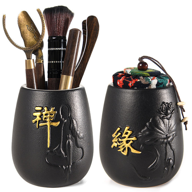 Pottery Tea ceremony Liujunzi suit Kungfu Online tea set parts Ebony Clamp Tea Knife 6 Gentleman Make tea tool