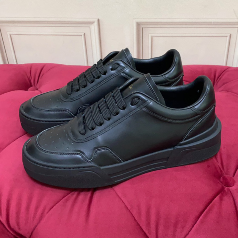 欧美潮牌2025春季新款真皮系带透气小白鞋男时尚百搭青年厚底板鞋