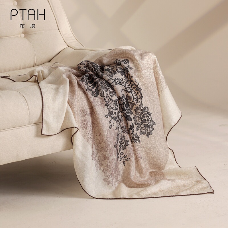 Buta 200-count wool printed square scarf for women, autumn and winter style, versatile and soft scarf PT26K724 Buta 200-count wool printed square scarf for women, autumn and winter style, versatile and soft scarf PT26K724