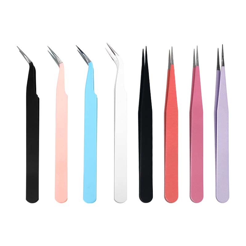 Pinzas de acero inoxidable engrosadas, pinzas de uñas hechas a mano DIY multifuncional, pinzas de pestañas de macarón