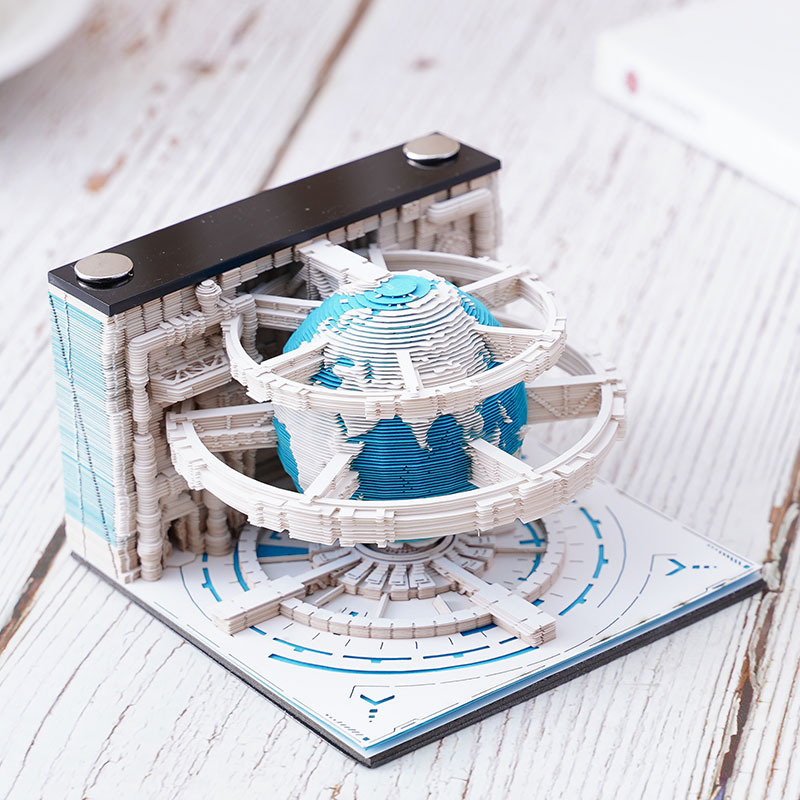 [Ciencia ficción espacial] Calendarios de tierra tallados en papel 3D Notas adhesivas tridimensionales Creativa y de alto valor Notas adhesivas desgarradas a mano