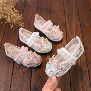 Summer Mesh Children's Shoes, Girls' Embroidered Shoes, Hanfu Shoes, Children's Old Beijing Cloth Shoes, Baby Costume Performance Shoes