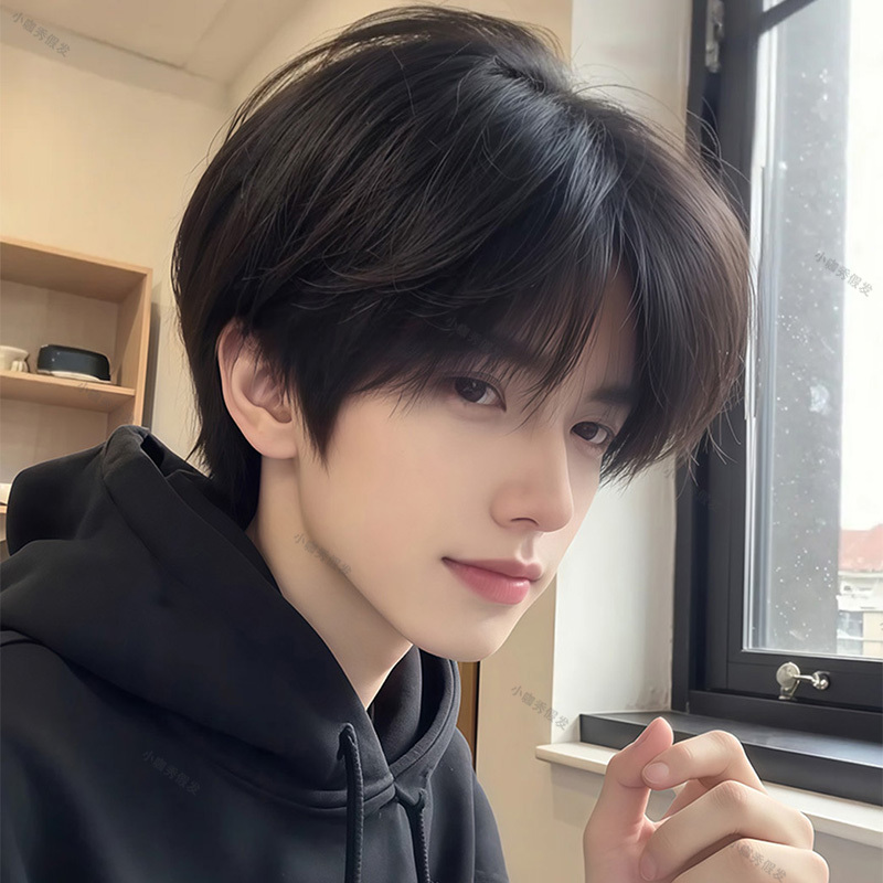 少年感假发男生韩系微分碎盖短发自然蓬松男生日常仿真假发全头套|undefined