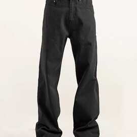 2026春秋季美式复古黑色直筒宽松牛仔裤男生休闲裤潮