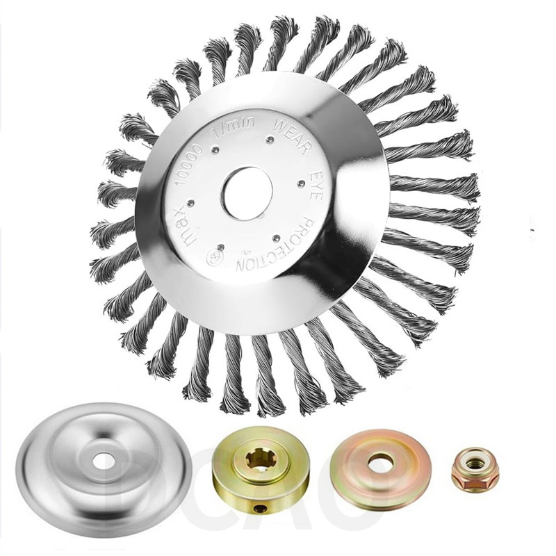 Nueve caballos de apoyo cortacésped de rueda de acero de apoyo cortacésped de acero eliminación de óxido de deshierbe placa