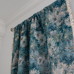 樂軒秀窗簾批發提花臥室有掛鈎窗簾布成品半遮光棉麻免打孔票窗簾